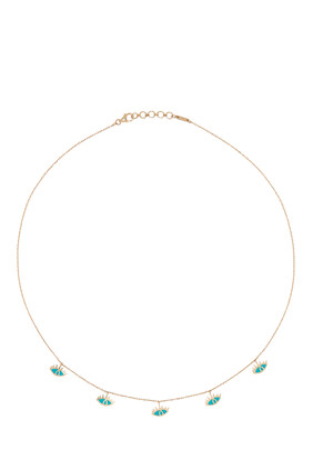 Turquoise Enamel Eye Charm Necklace